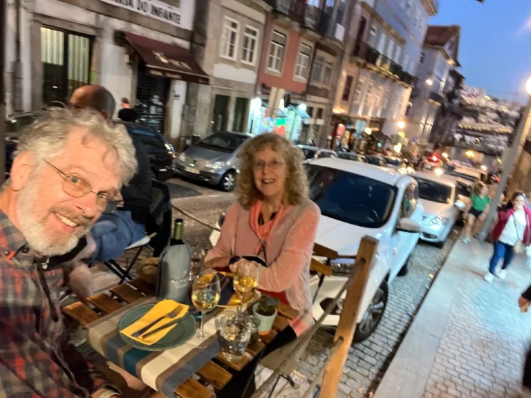 tapas dinner at an outdoor restaurant roped off from the street