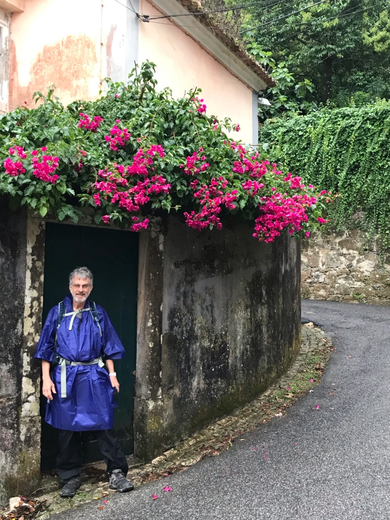 Richard retreating from the rain in the Sintra park