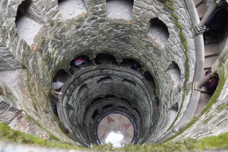 Initiation Well (Poço Iniciático) in the gardens of Palacio at Quinta da Regaleira at Sintra