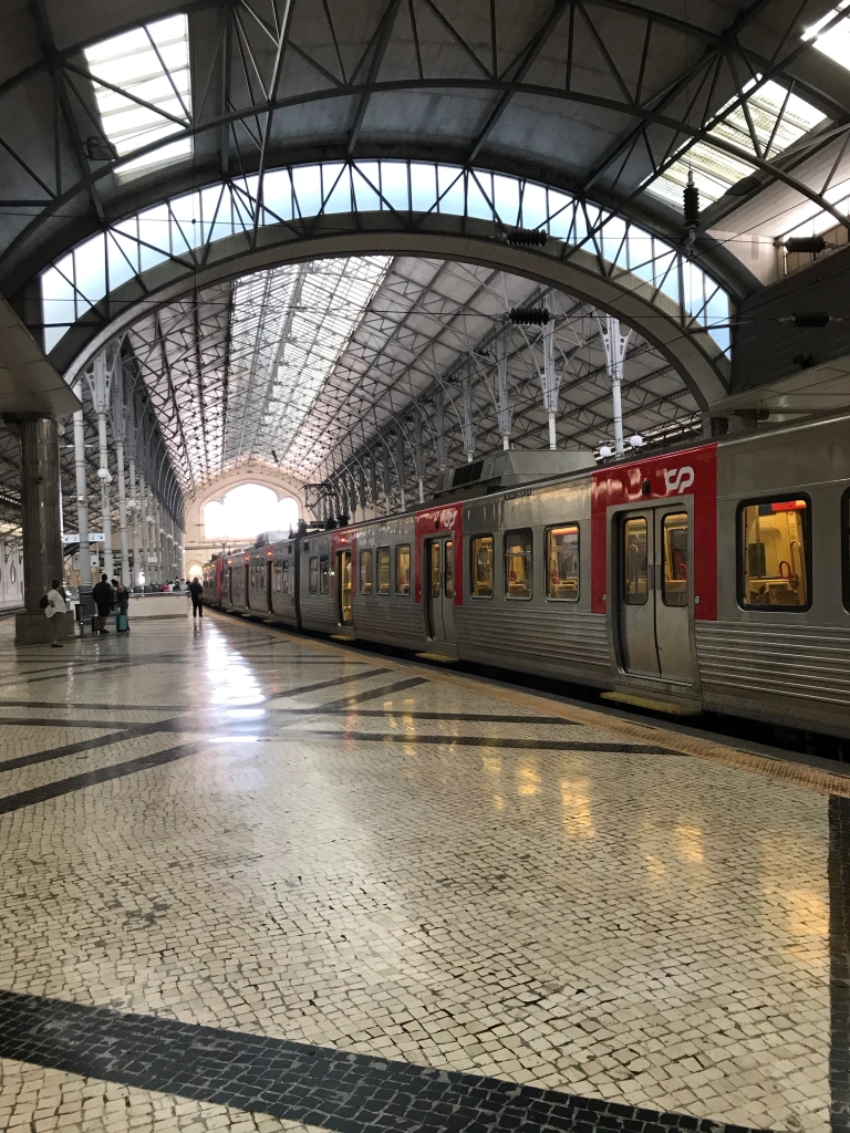 train station with train between Sintra and Lisbon