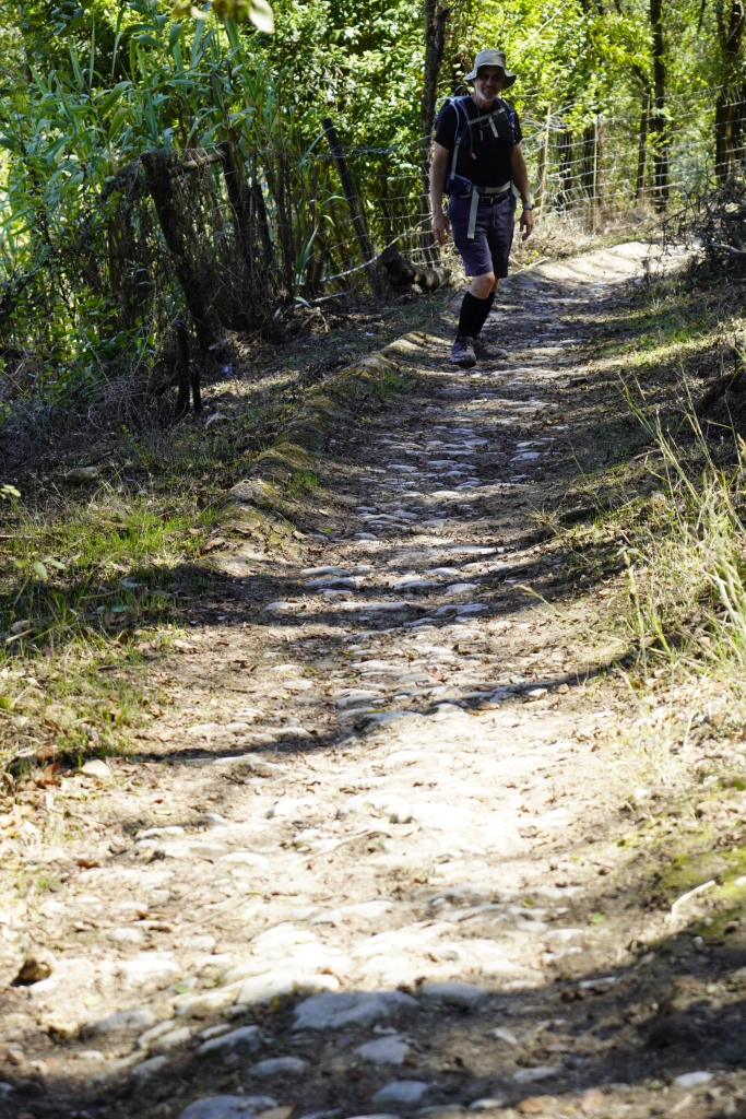 ancient, tough trail heading steeply down the hill on which Santarem is built