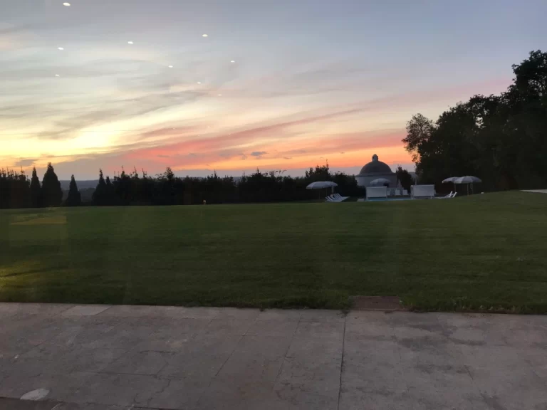 Almadas Palace in Conimbriga - sunset from the dining room