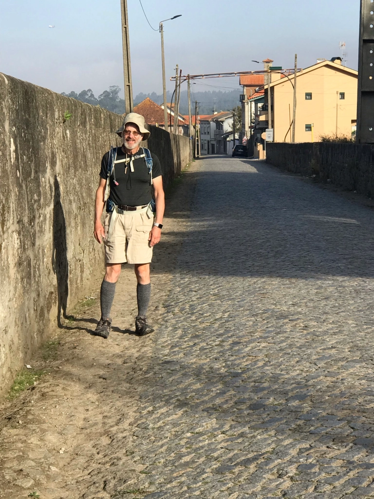 cobblestone streets with few Camino markers