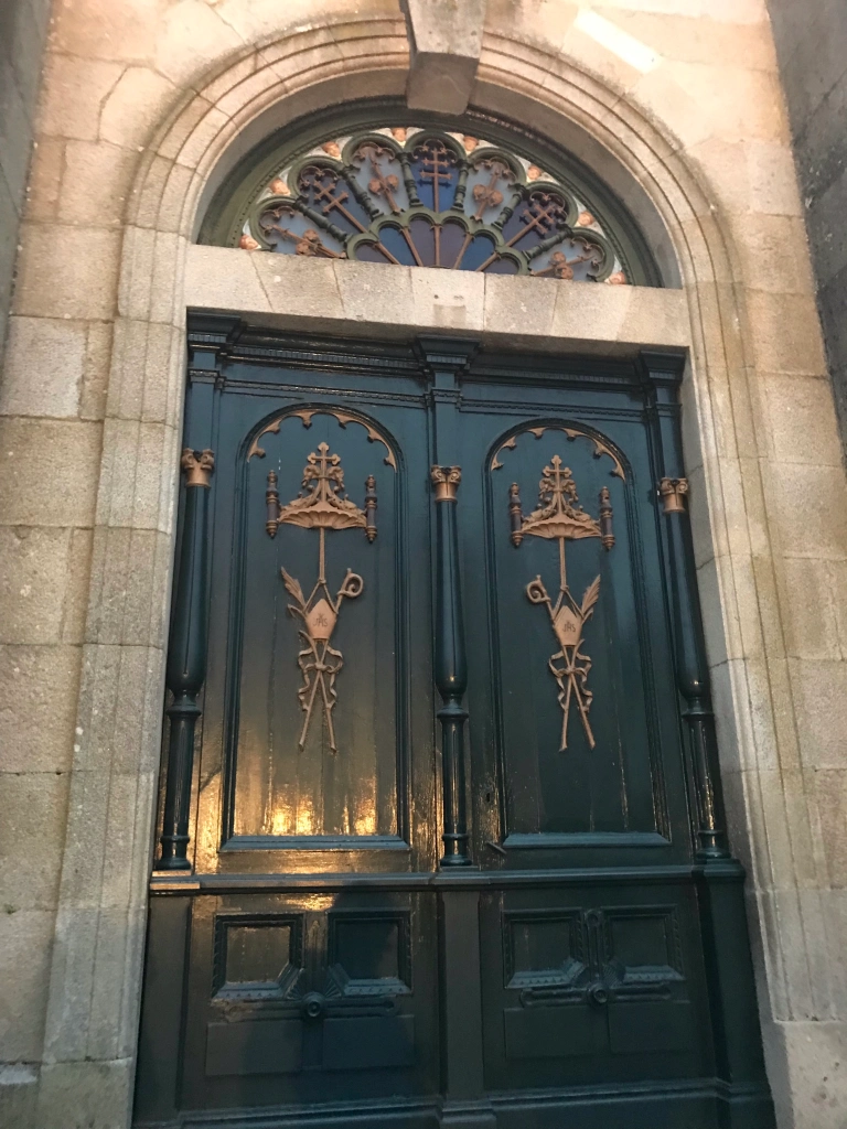 archbishop insignia on church in Caldas des Reis