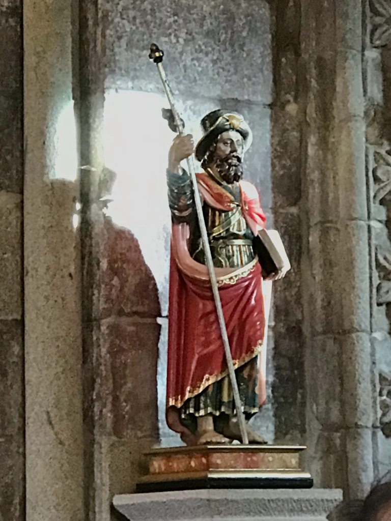 St. James statue in the nave of the Parroquial de Santa Maria da Vila de Fisterra