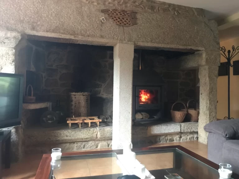 cozy fire at Casa Ceferinos in Frixe